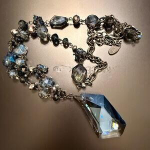 Yaumi K Stunning Faceted Blue Crystal Beaded Necklace